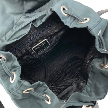 PRADA Tessuto Triangle Logo Double Pocket Backpack Green Vintage 43hn3u