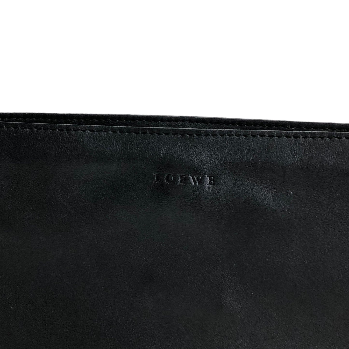 LOEWE Logo Leather Shoulder bag Black Vintage iinjwj