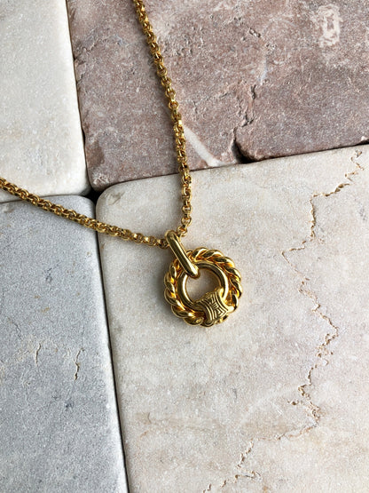CELINE Blason Necklace Gold Vintage k3vahe