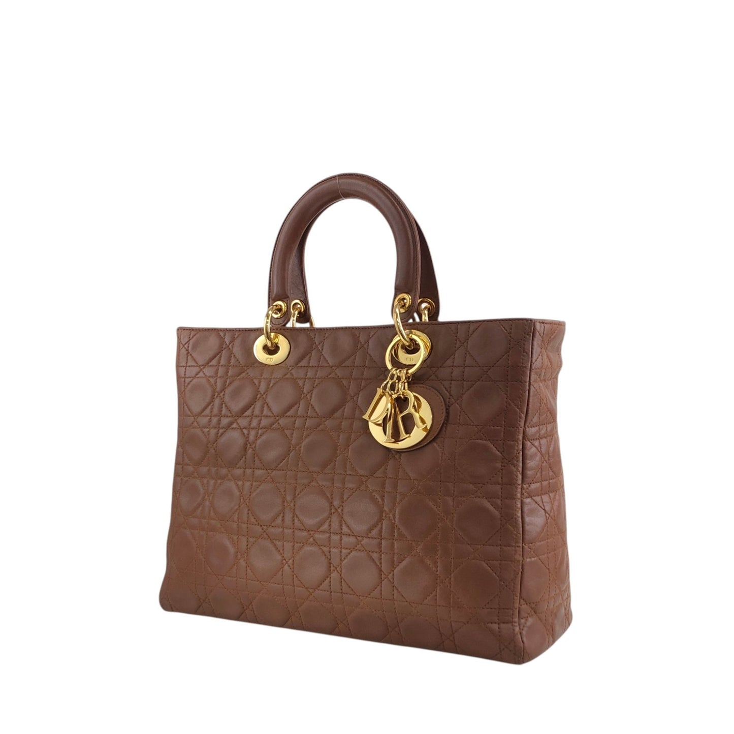 Christian Dior Lady Dior Cannage Two-way Handbag Shoulder bag Brown Vintage 8c3nvp