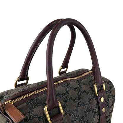 CELINE Blason Small Boston bag Handbag Gray Bordeaux Vintage iksjrc