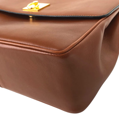 CELINE Gancini Flap Shoulder bag Brown Vintage jx5pxb