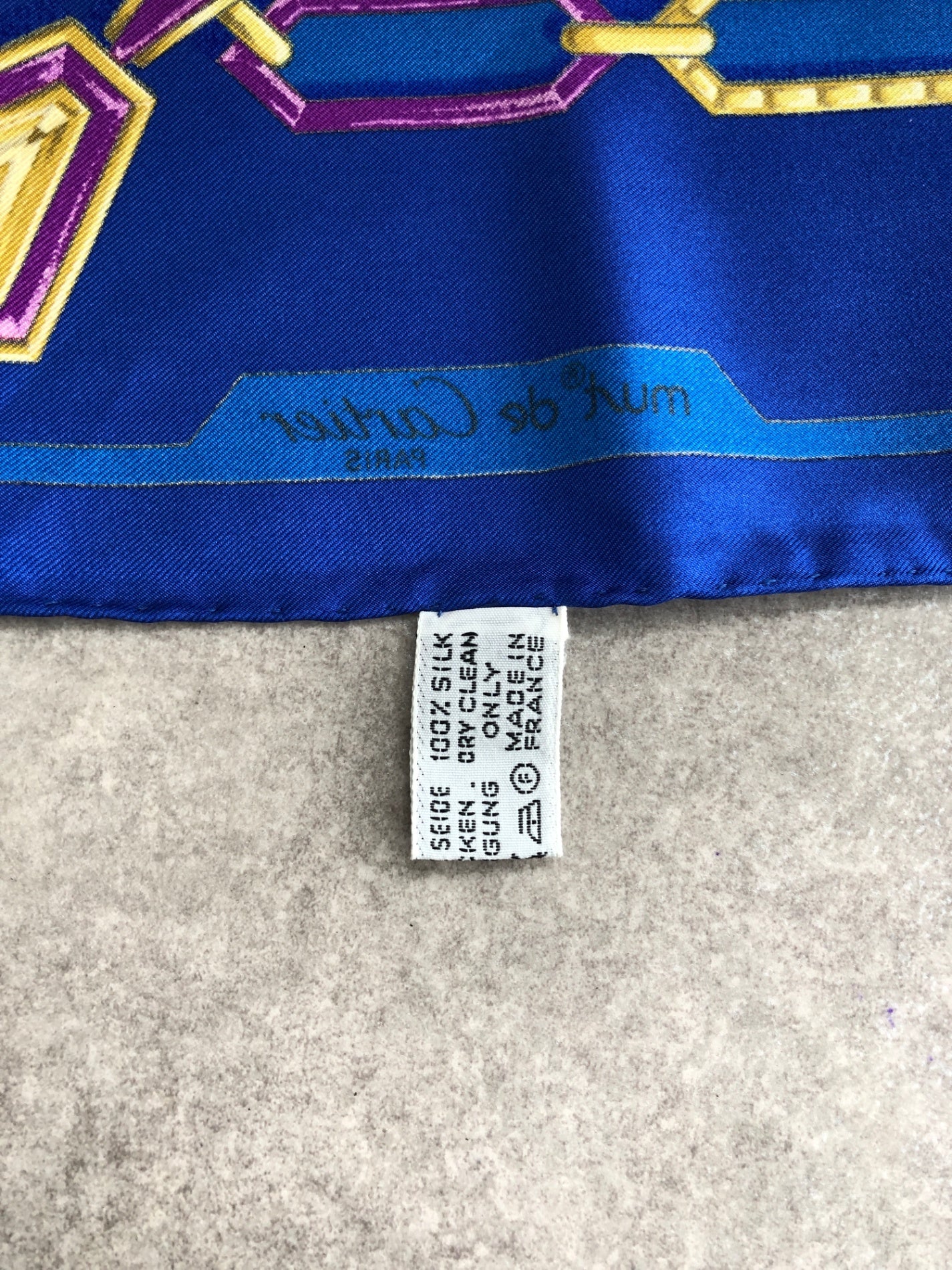 Cartier SILK Scarf Blue Vintage rit2hn