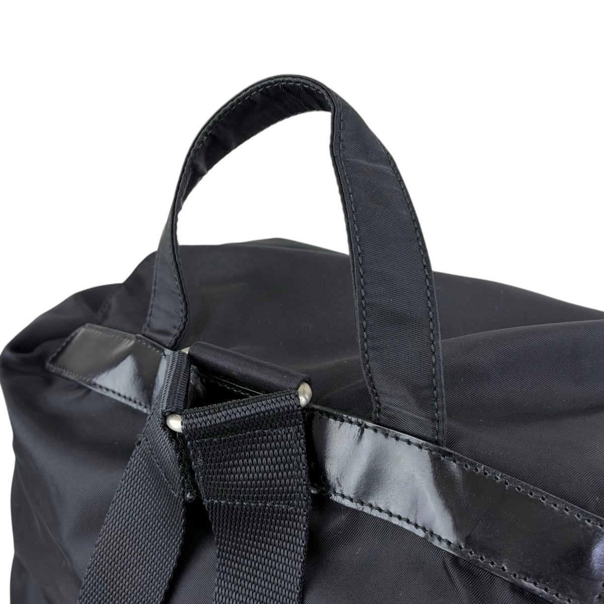 PRADA Tessuto Triangle Logo Double Pocket Backpack Black Vintage 8fef48