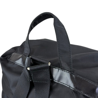 PRADA Tessuto Triangle Logo Double Pocket Backpack Black Vintage 8fef48