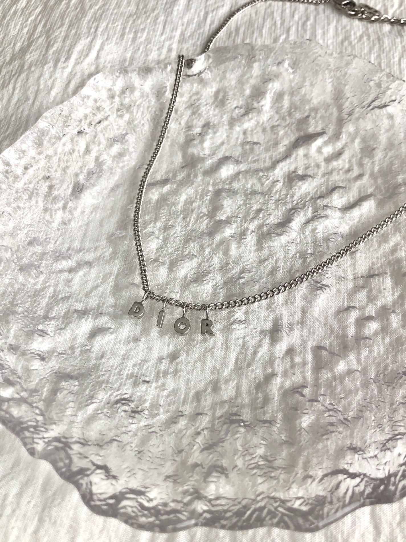 Christian Dior Dior Logo Charm Necklace Silver Vintage vrmrth