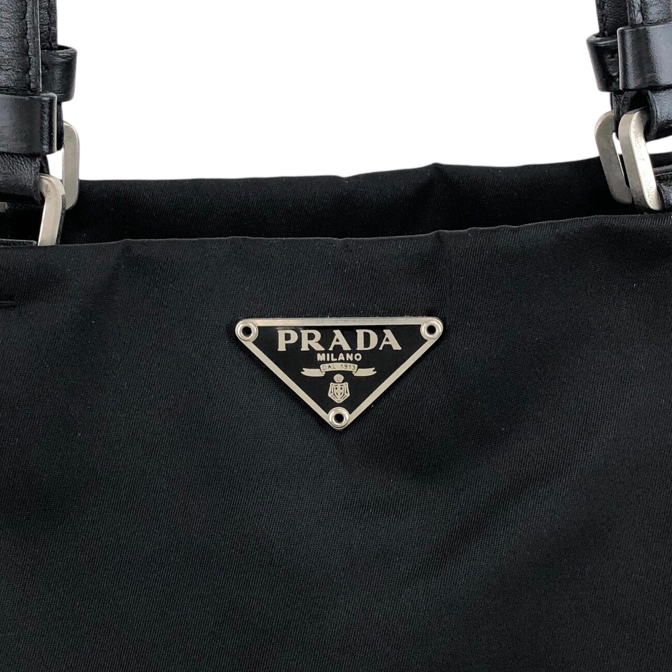 PRADA Triangle Logo   Handbag Shoulder bag Black Vintage  syw6br