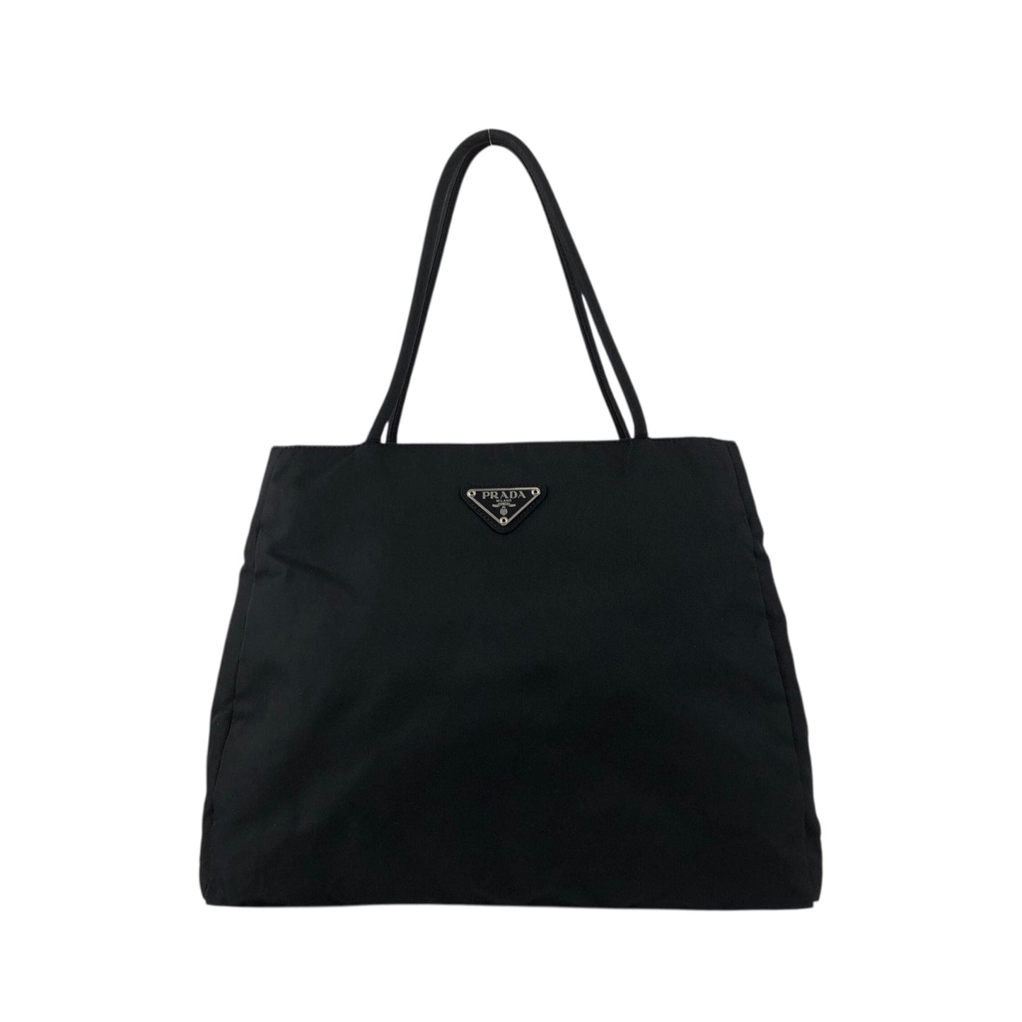 PRADA Tessuto Triangle Logo Side Pocket Totebag Black Vintage iwt8yv