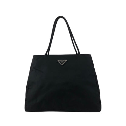 PRADA Tessuto Triangle Logo Side Pocket Totebag Black Vintage iwt8yv