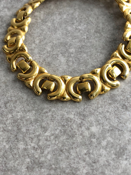 CELINE Blason Bracelet Gold Vintage y86prt