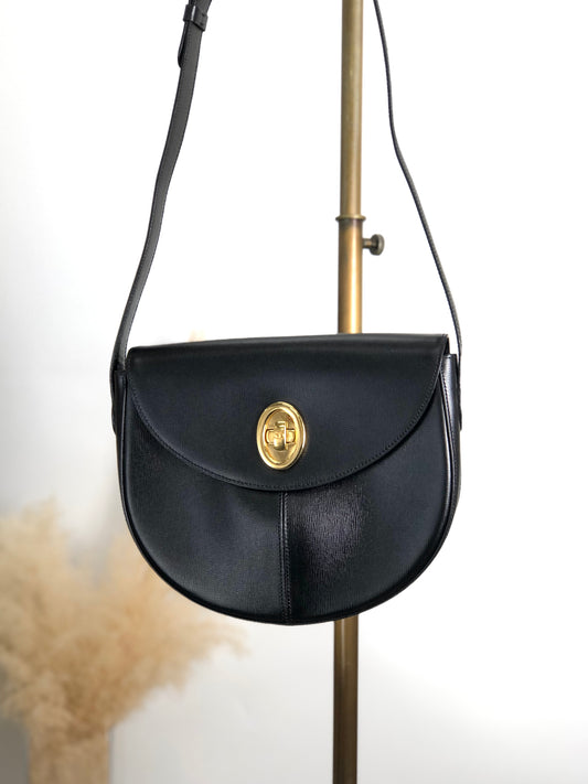 Christian Dior CD Logo 旋鎖肩背包 黑色 復古 wnak6u