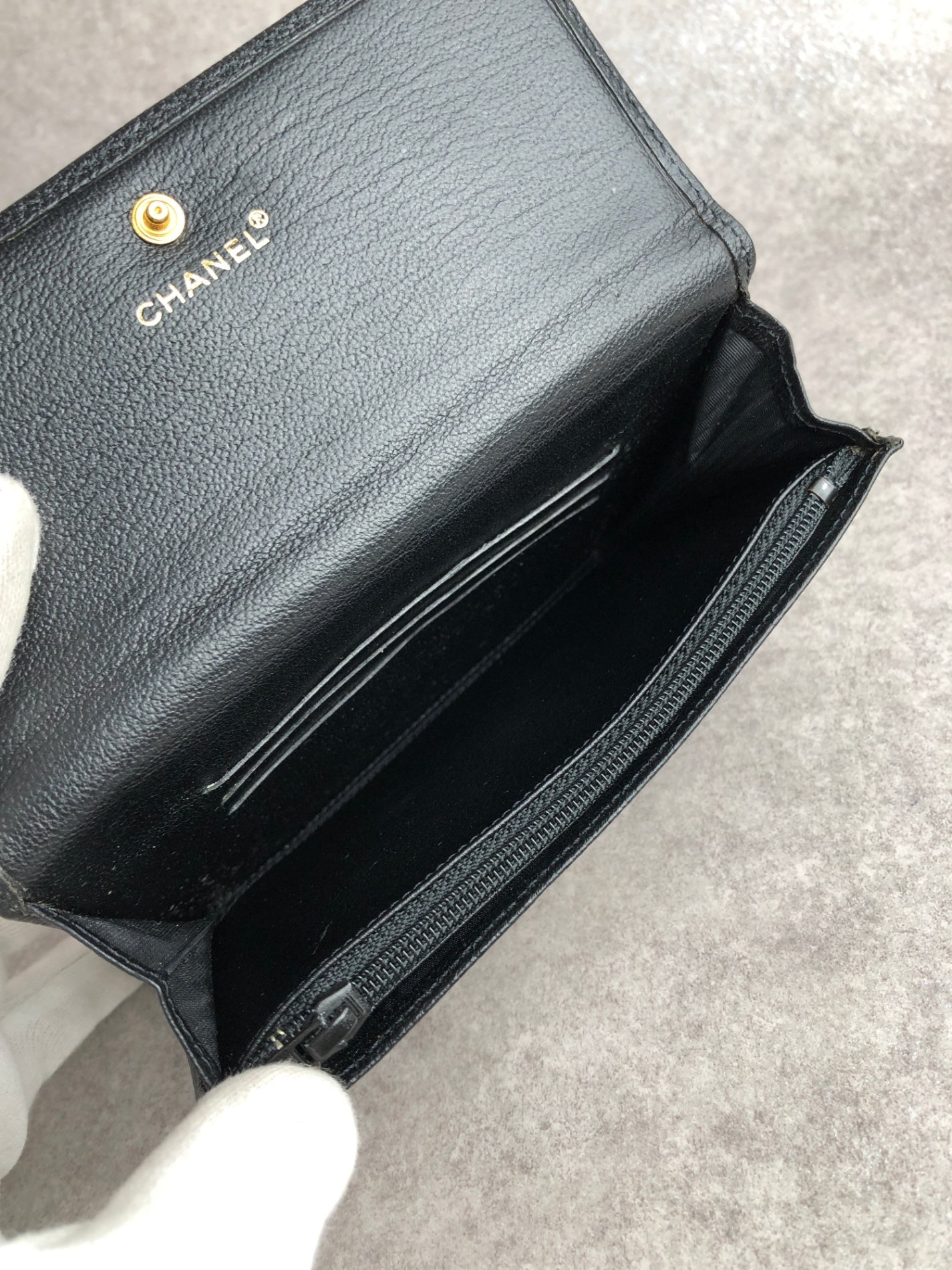 CHANEL Coco Mark Folded Wallet Black Vintage b46bgz