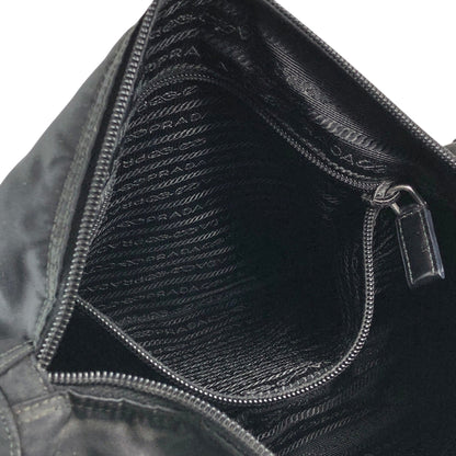 PRADA Tessuto Triangle Logo Double Pocket Shoulder bag Black Vintage se4edp