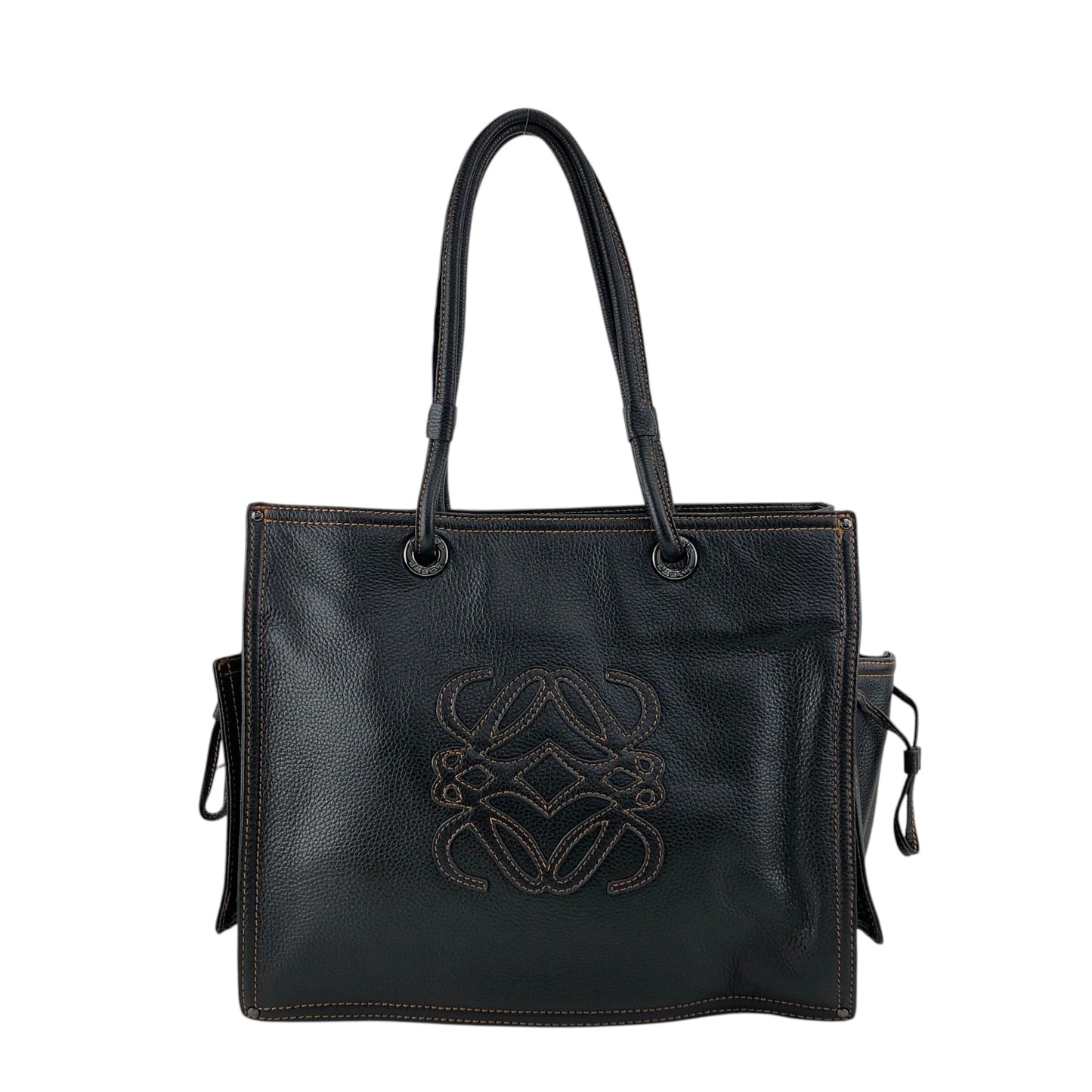 LOEWE Anagram Side Pocket Handbag Black Vintage ivzdgh