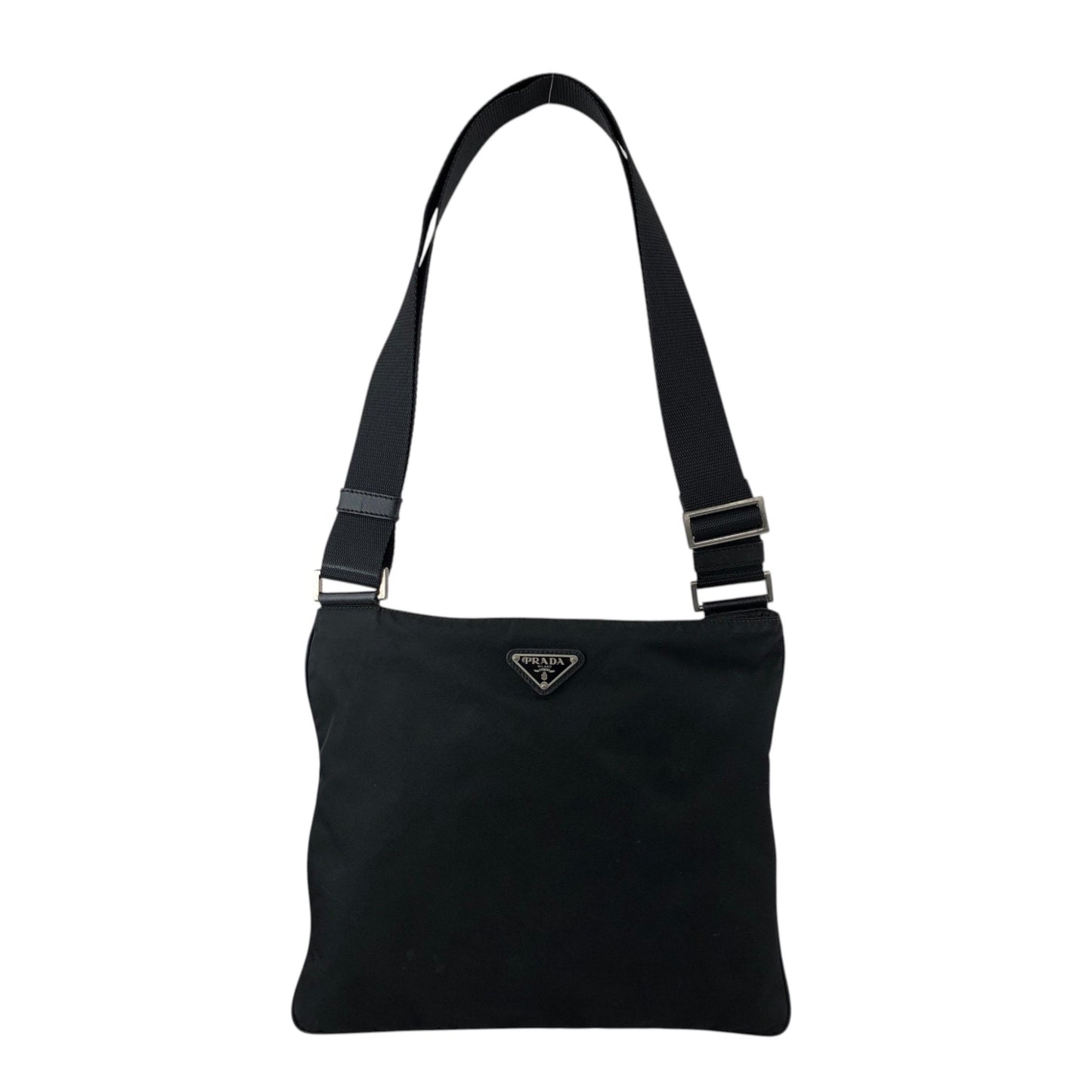 PRADA Tessuto Triangle Logo Shoulder bag Black Vintage jxt8gd