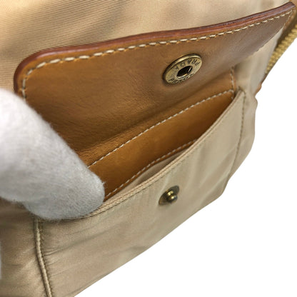 PRADA Tessuto Triangle Logo Side Pocket Handbag Beige Vintage a35ftn