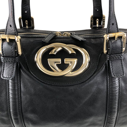 GUCCI GG Motif Small Boston bag Handbag Black Vintage f7jncz