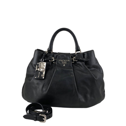 PRADA Logo Two-way Handbag Shoulder bag Black Vintage guwiir