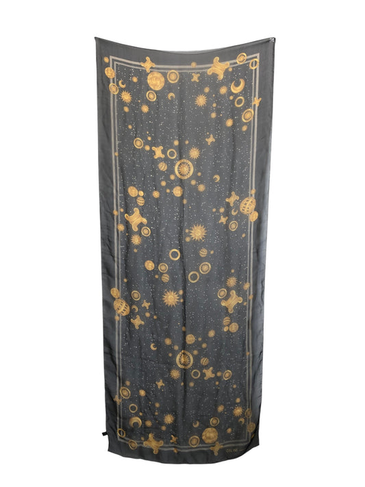CELINE Blason Silk Scarf Navy Vintage rfgt75