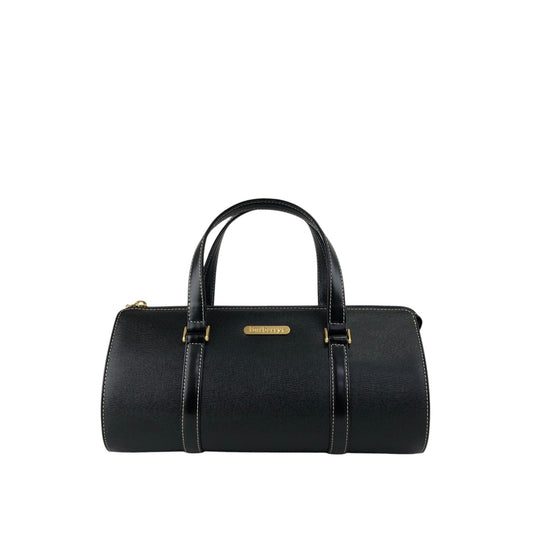BURBERRY Logo Handbag Black Vintage vfc26w