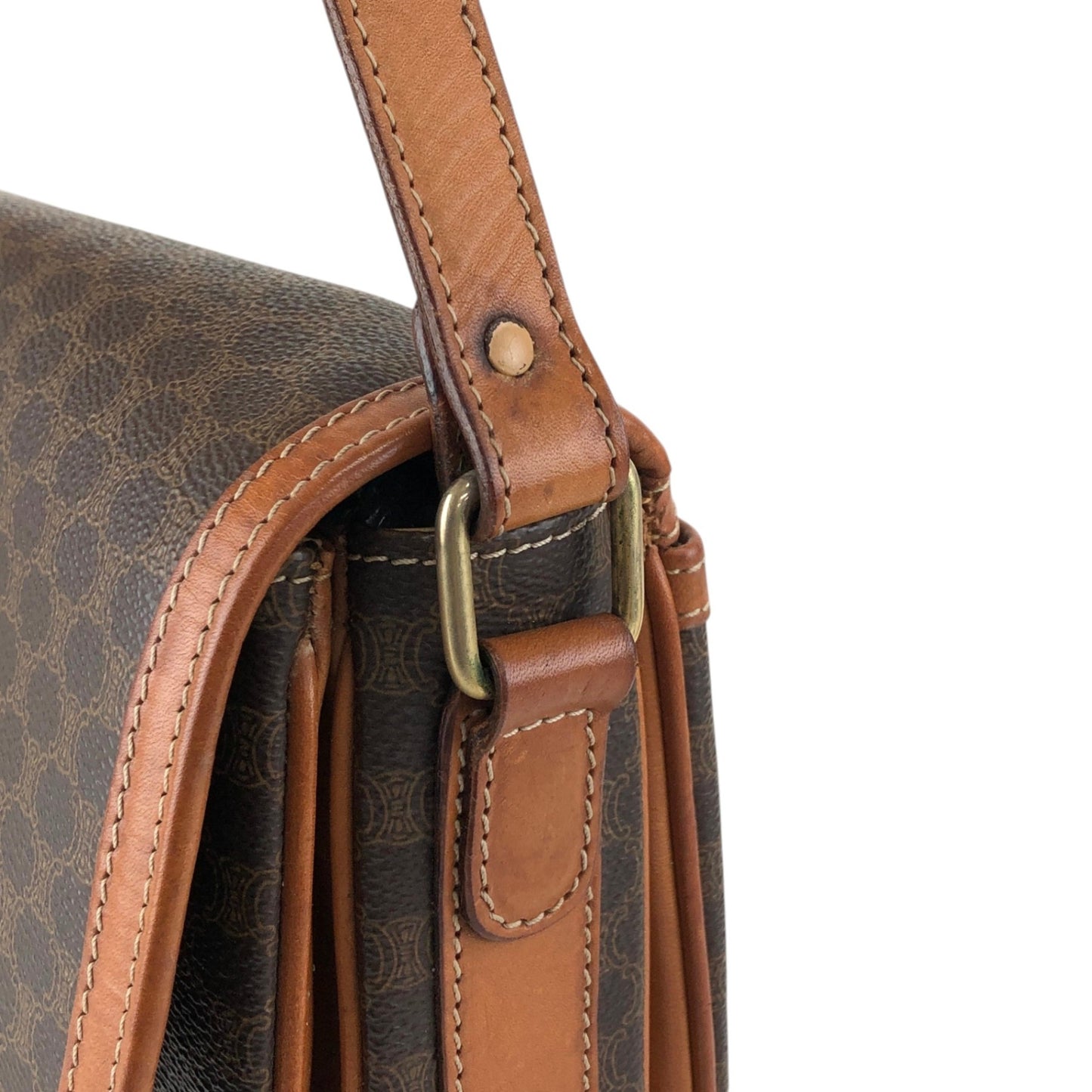 CELINE Macadam Horse Bit Shoulder bag Brown Vintage mcvths