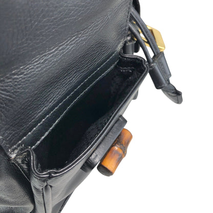 GUCCI Bamboo Double Pocket Backpack Black Vintage 5xx4xe