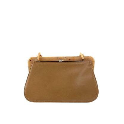 PRADA Logo Metal Clasp Chain Shoulder bag Brown Vintage 8f3n64