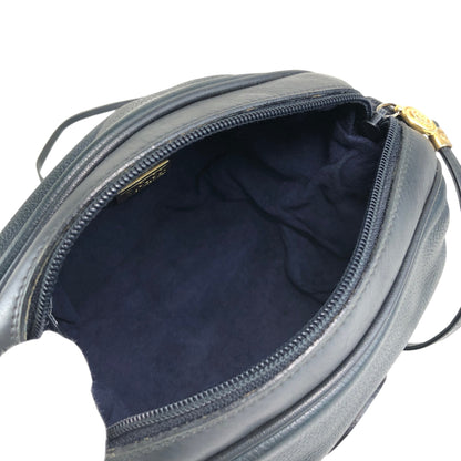 GUCCI Logo Embossed Shoulder bag Navy Vintage e4surv