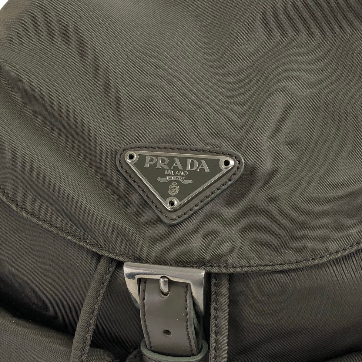 PRADA Triangle Logo Double Pocket Backpack Orive Green Vintage imr6ns