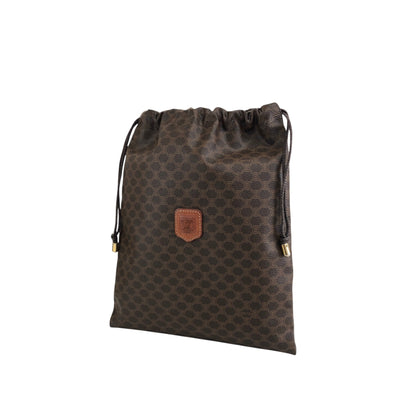 CELINE Macadam Blason Drawstring Small Handbag Pouch Brown Vintage 6ve7d6