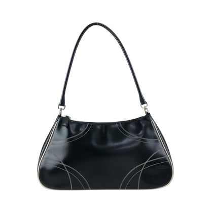 PRADA Stitch Shoulder bag Hobobag Black Vintage tfesrt