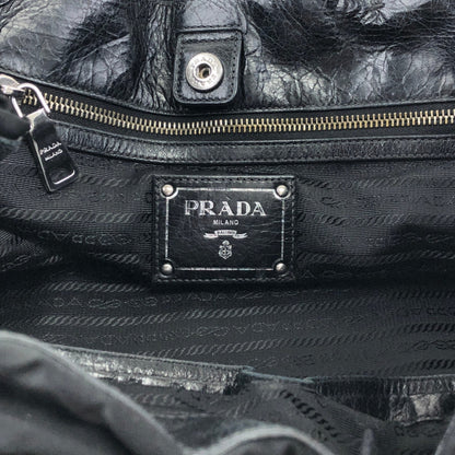 PRADA Triangle Logo Handbag Totebag Black Vintage wd67a4