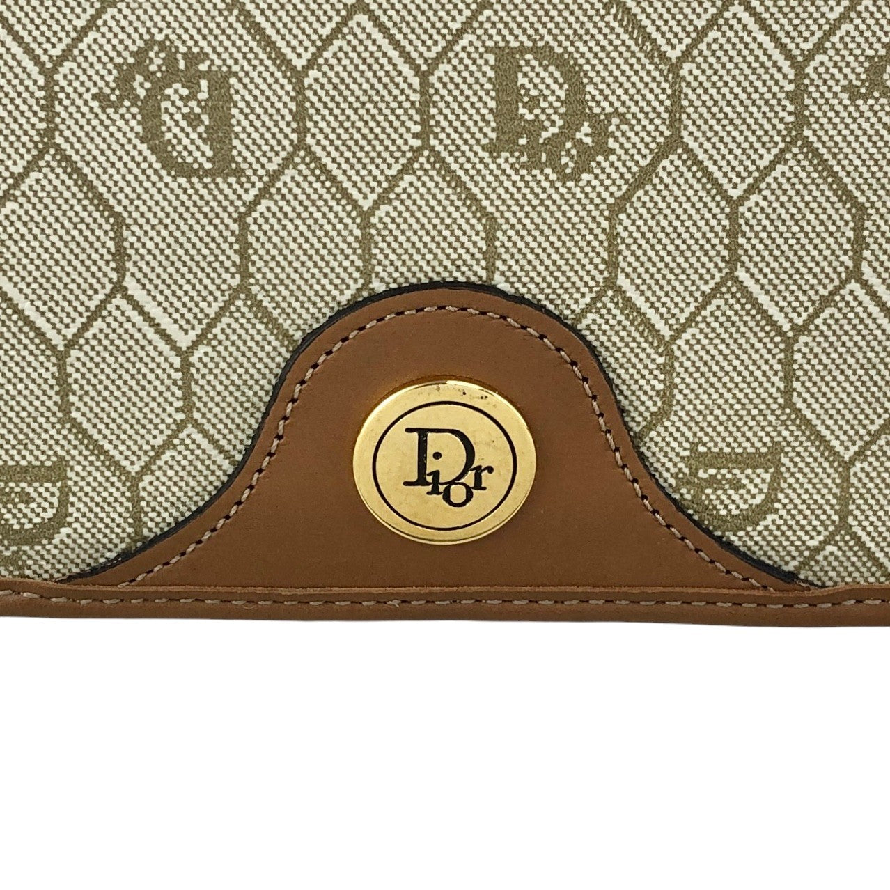 Christian Dior Honeycomb Pattern Chain Shoulder bag Beige Vintage gfhe2x