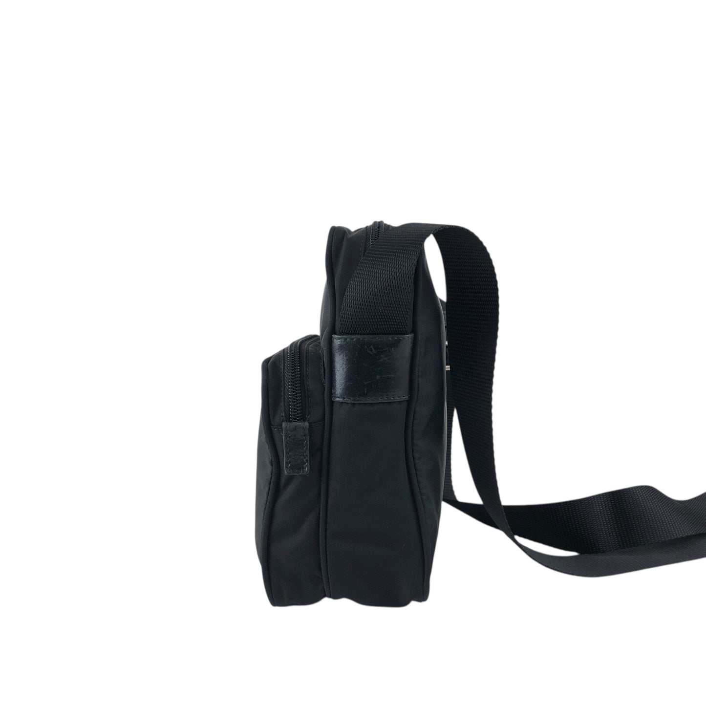 PRADA Tessuto Triangle Logo Shoulder bag Black Vintage 2ctkw3