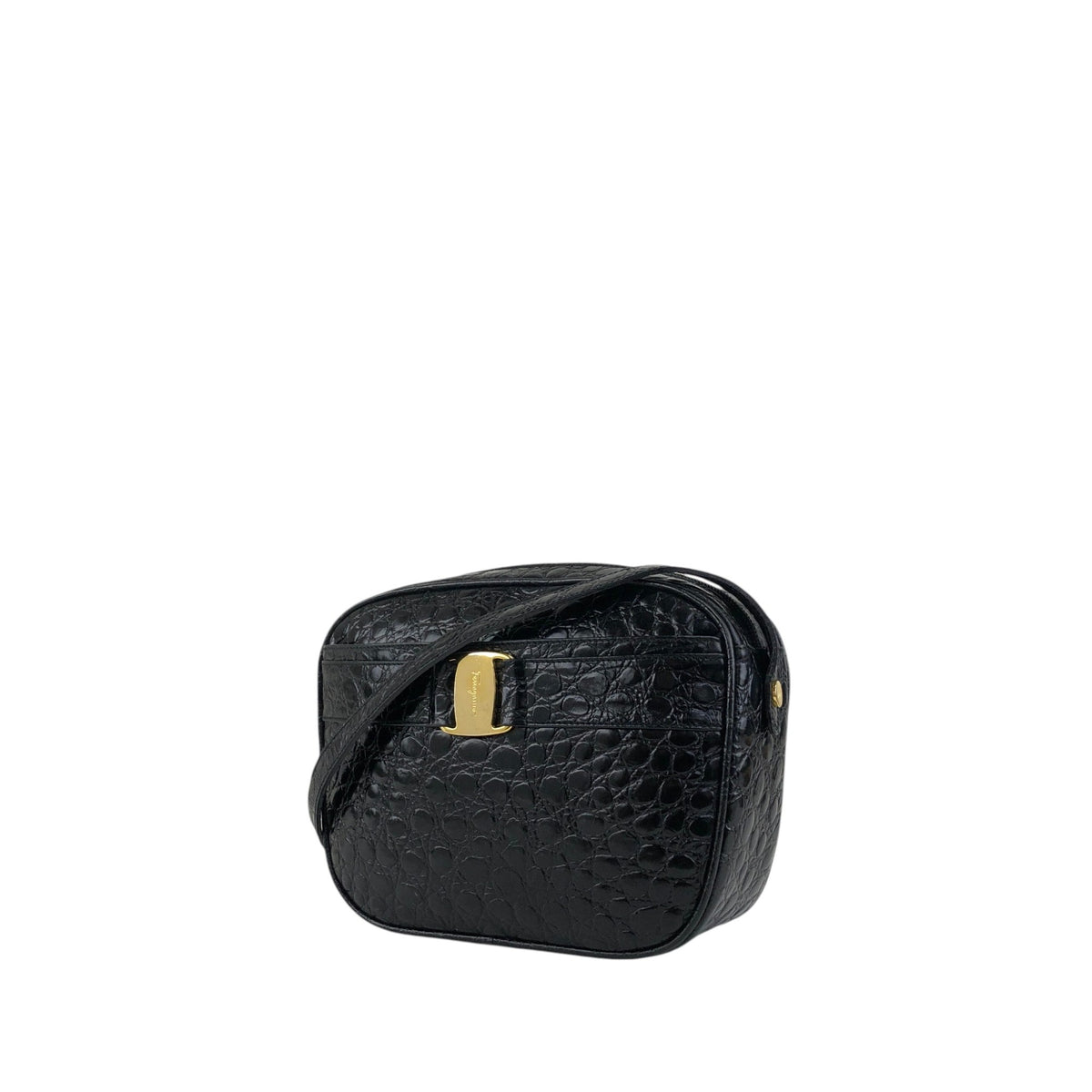 Salvatore Ferragamo Logo Shoulder bag Black Vintage 2vgt32
