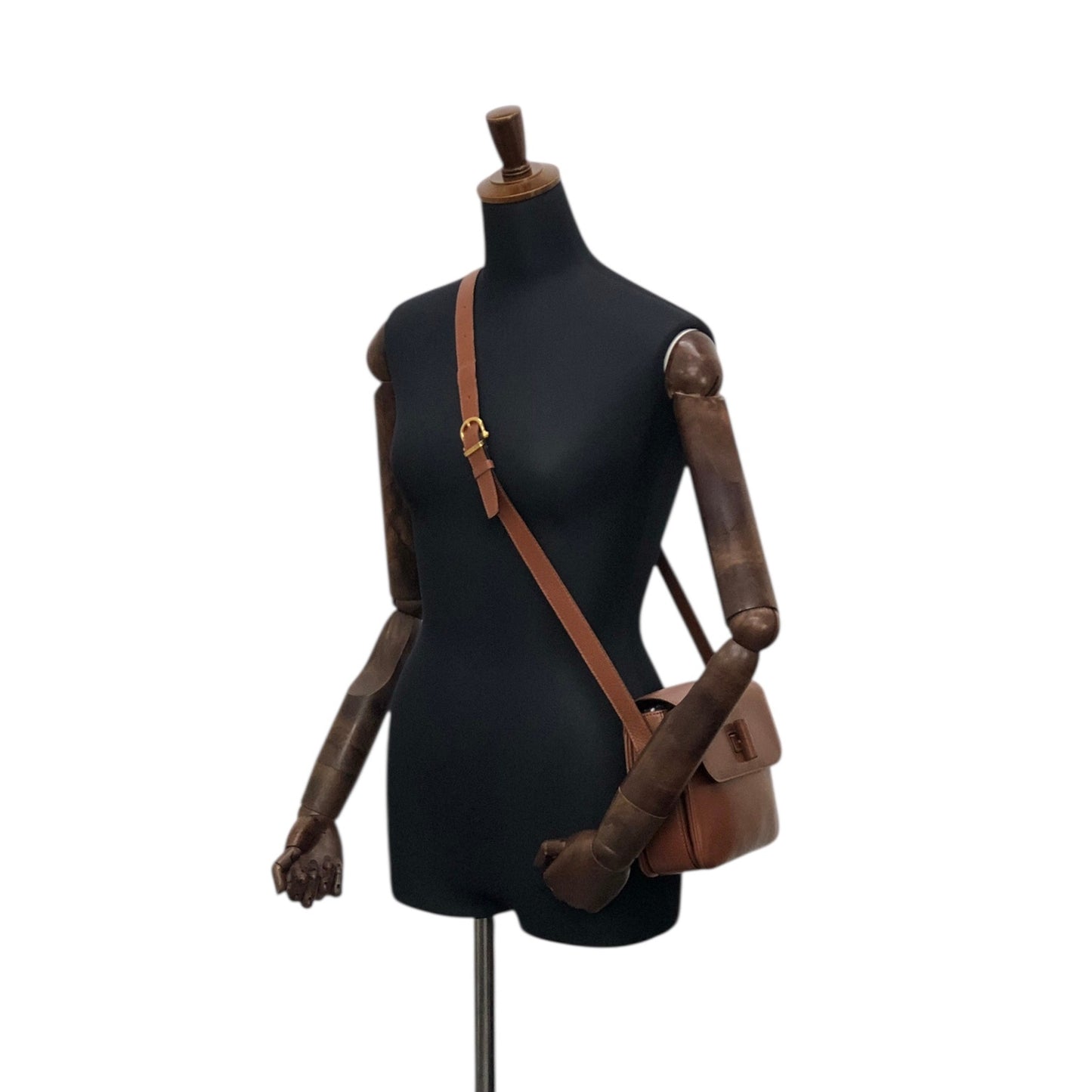 CELINE Turn Lock Shoulder bag Brown Vintage hdtdu2