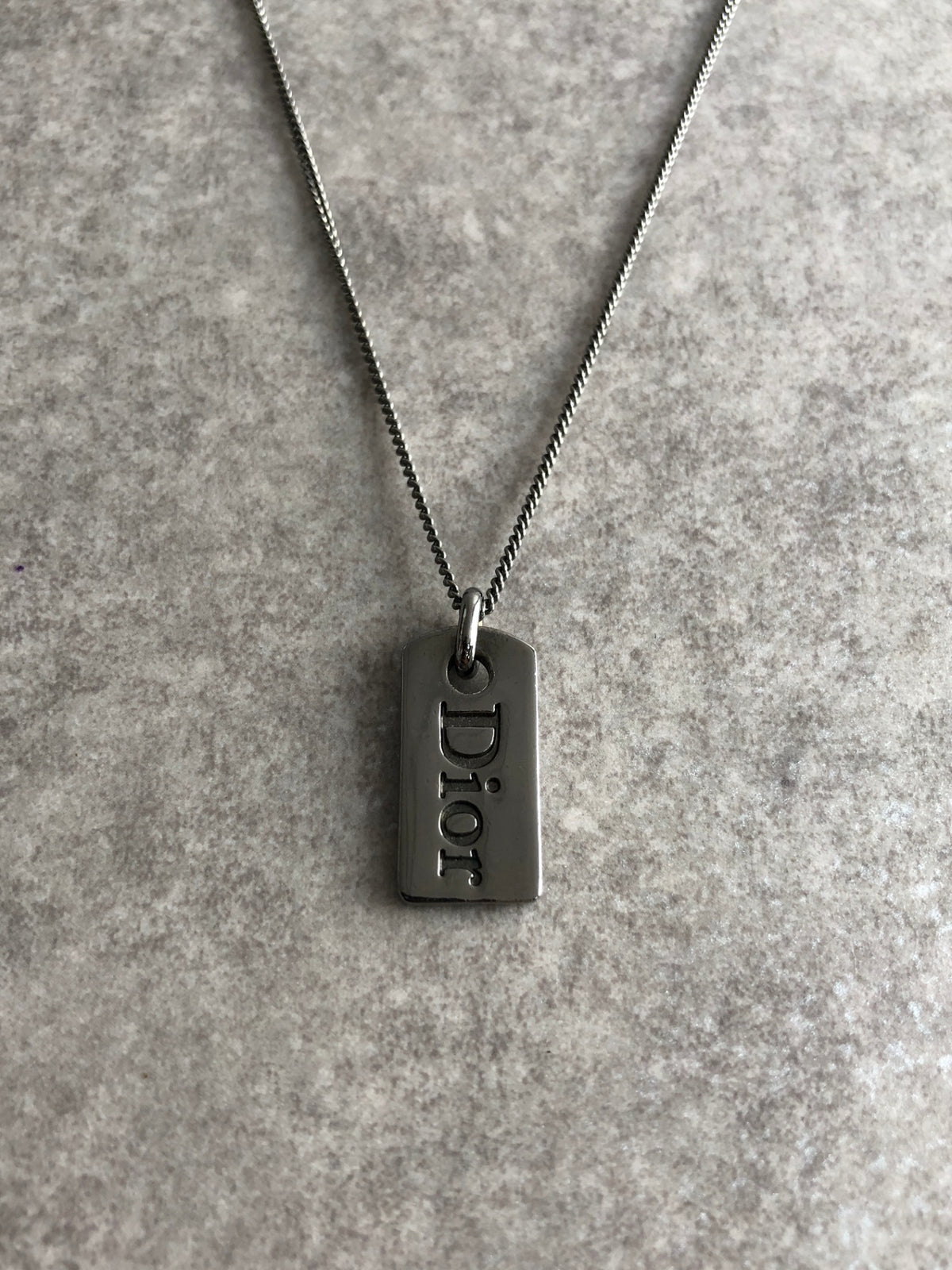 Christian Dior Logo Necklace Silver Vintage 26gurz