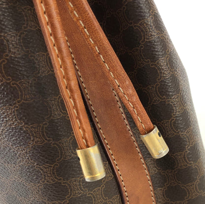 CELINE Macadam Leather Drawstring Small Shoulder bag Brown Vintage v3kt7s