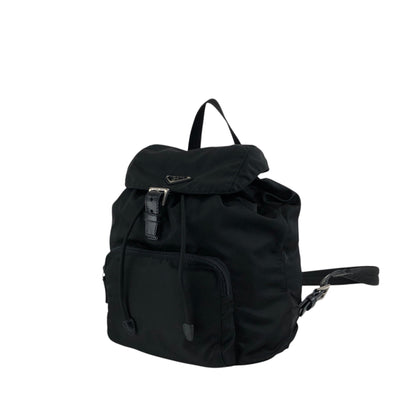 PRADA Tessuto Triangle Logo Front Buckle Backpack Black Vintage bde87k