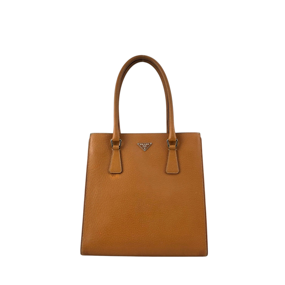 PRADA Triangle Logo Totebag Brown Vintage isz7da