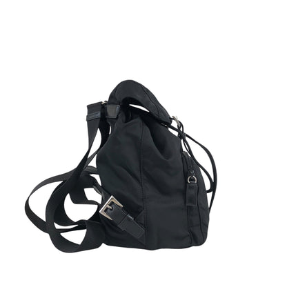 PRADA Triangle Logo Front Pocket Backpack Black Vintage wwwtfy
