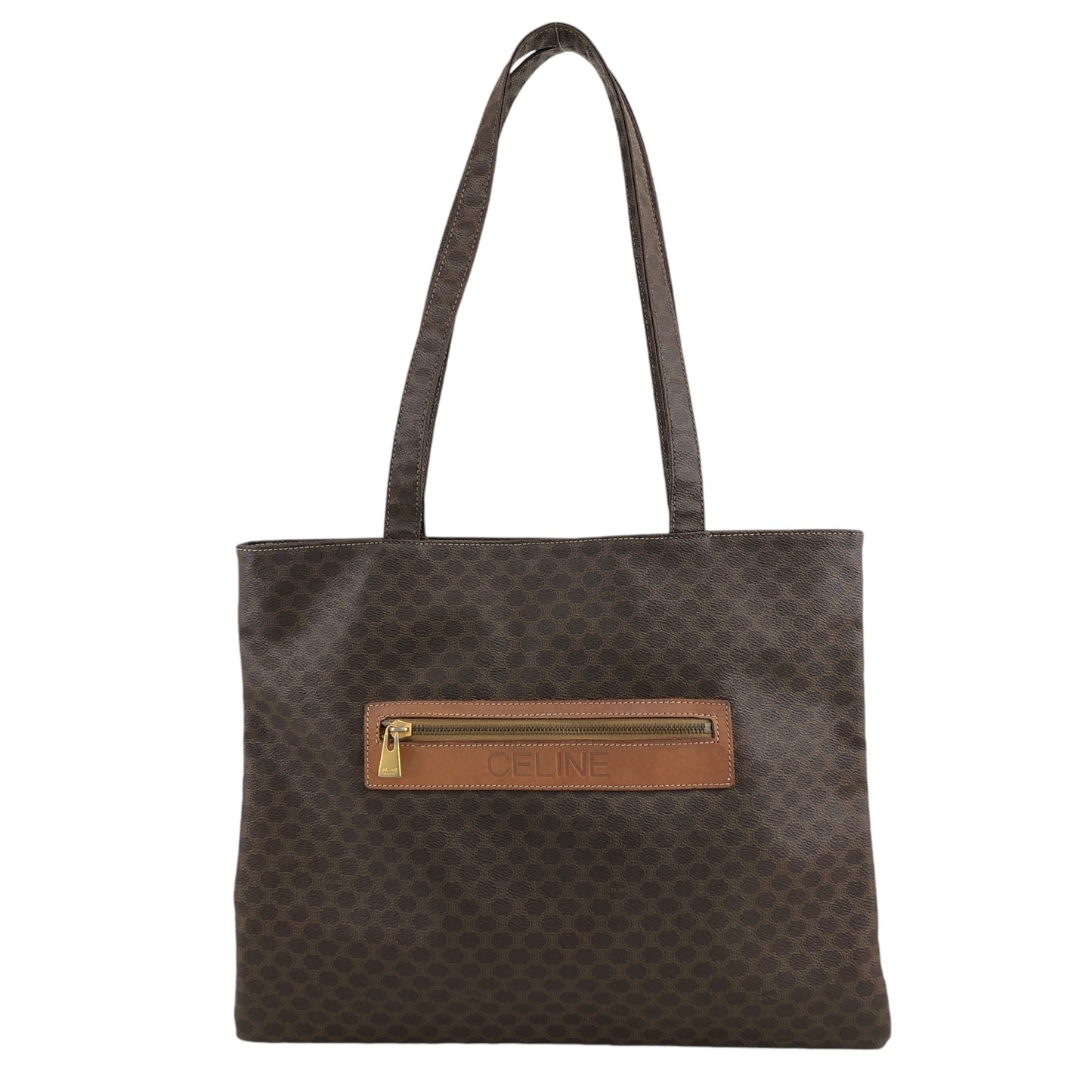 CELINE Macadam Logo Handbag Totebag Brown Vintage idxpny