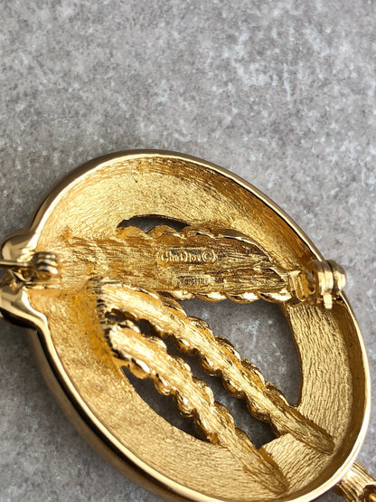 Christian Dior Tassel Brooch Gold Vintage watr47