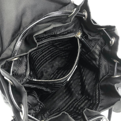 PRADA Triangle Logo Front Buckle Shoulder bag Black Vintage fkfvej