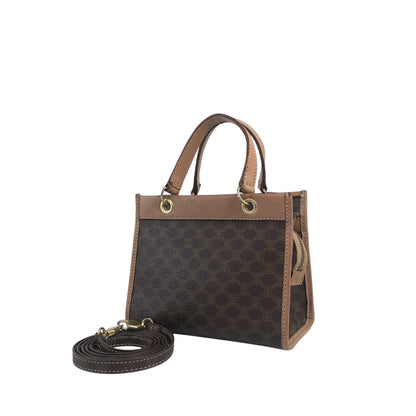 CELINE Macadam Two-way Handbag Shoulder bag Brown Vintage 85it3e