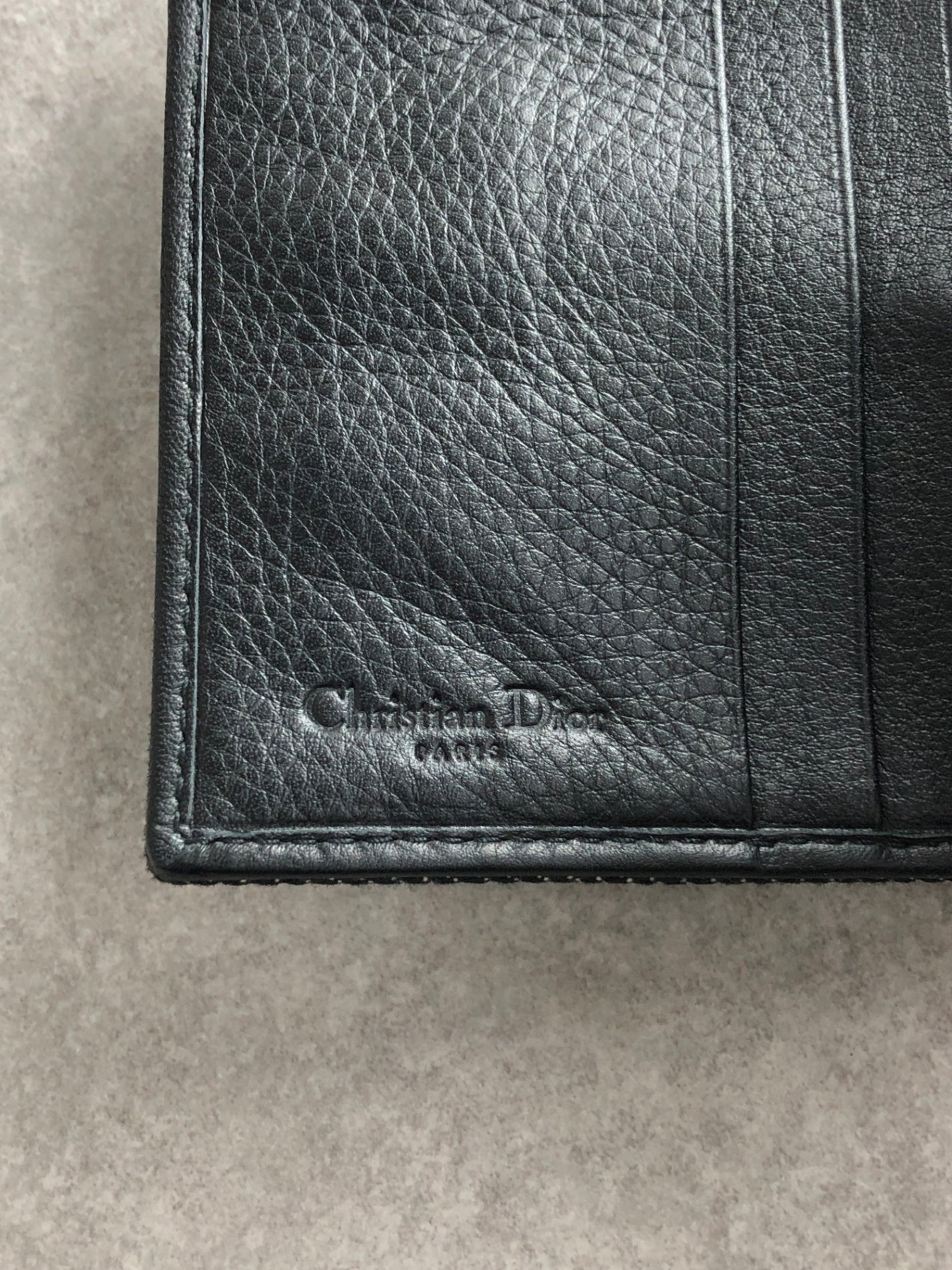 Christian Dior CD Logo Trifold Wallet Black Vintage 3wudpt