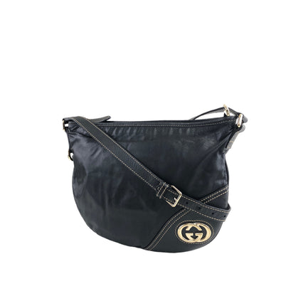 GUCCI Interlocking Shoulder bag Black Vintage udrasg