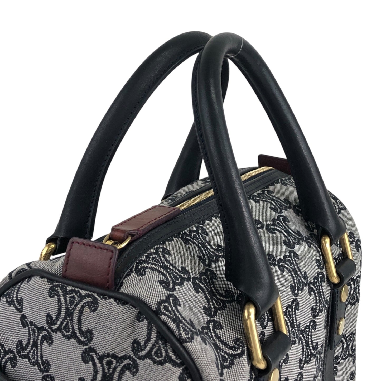 CELINE Macadam Triomphe Handbag Boston bag Gray Vintage skkab5