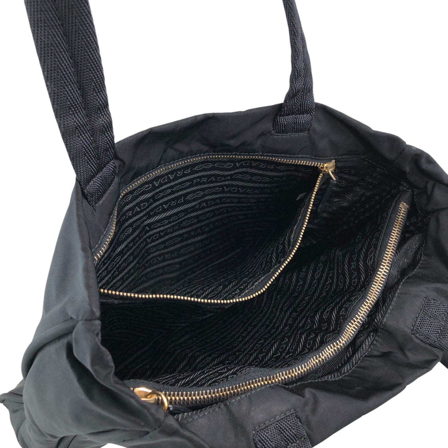 PRADA Tessuto Triangle Logo Totebag Black Vintage 4ica5v