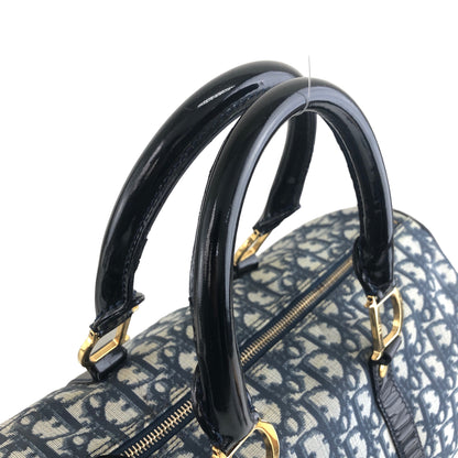 Christian Dior Trotter 掛鎖漆面手柄手提包波士頓包海軍藍復古 em4wmx 